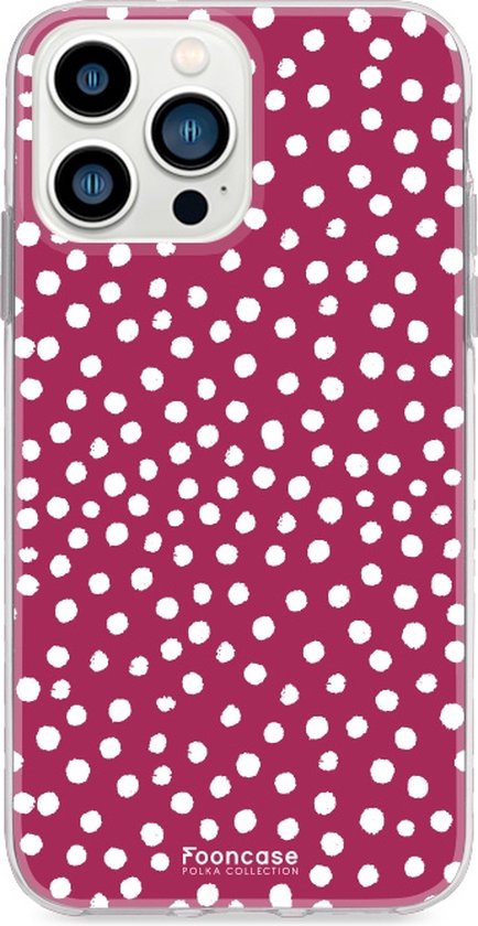 iPhone 13 Pro Max hoesje TPU Soft Case - Back Cover - POLKA / Stipjes / Stippen / Bordeaux Rood