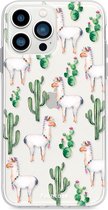 Fooncase Hoesje Geschikt voor iPhone 13 Pro Max - Shockproof Case - Back Cover / Soft Case - Alpaca / Lama