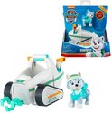 Everest sneeuwschuiver speelgoedauto met speelfiguur, wit met turquoise accenten en oranje vleugels.