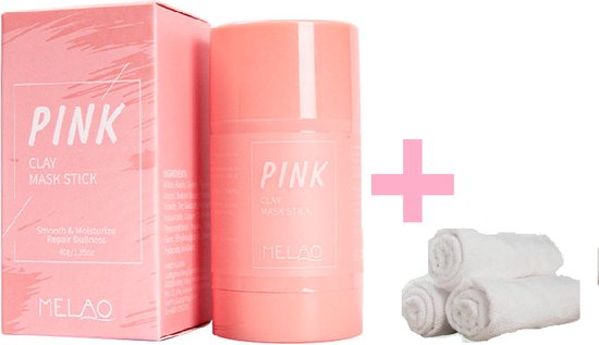 Pink Stick- Clay Mask - Pink Mask - Inclusief Gratis Gezichtsdoekje - Masker Stick - Gezichtsmasker  - Huidverzorging - Acne verwijderen - Black Head - Natuurlijk product - Verzorgend - Hydraterend