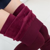 Easylux® Fleece™ Slim - WijnRood - OneSize - Fleece Legging - Thermo Kleding - fleece panty - Warme kleren - Legging Dames - Thermokleding Dames