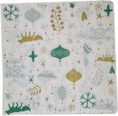 16 Servetten - 3 laags - Sneeuwvlok en wolven print - Wit / Multicolor - 33 x 33 cm