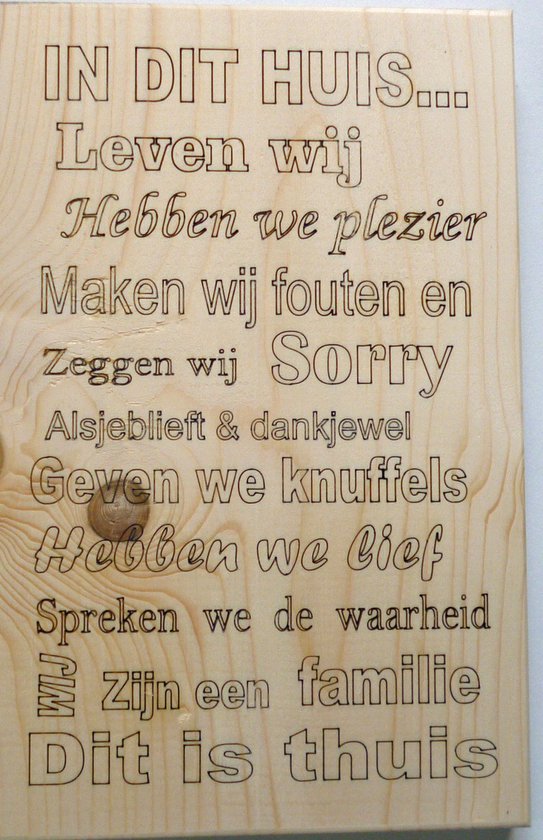 tekstbord in dit huis 19/30 cm