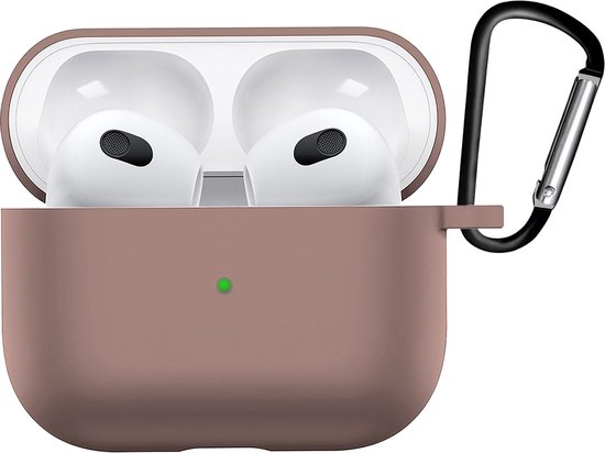 Case Geschikt voor AirPods 3 Hoesje Siliconen Hoes Cover - Hoes Geschikt voor Apple AirPods 3 Case Siliconen - Beige