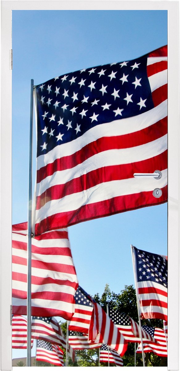 Afbeelding van product StickerSnake  Deursticker Verenigde Staten vlaggen - 90x235 cm - Deurposter
