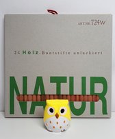 NATUR Duurzame Kleurpotloden en Uil Puntenslijper Geel - 24 Natuurlijke Potloden - Duurzaam - Onbehandeld Hout - Biologisch