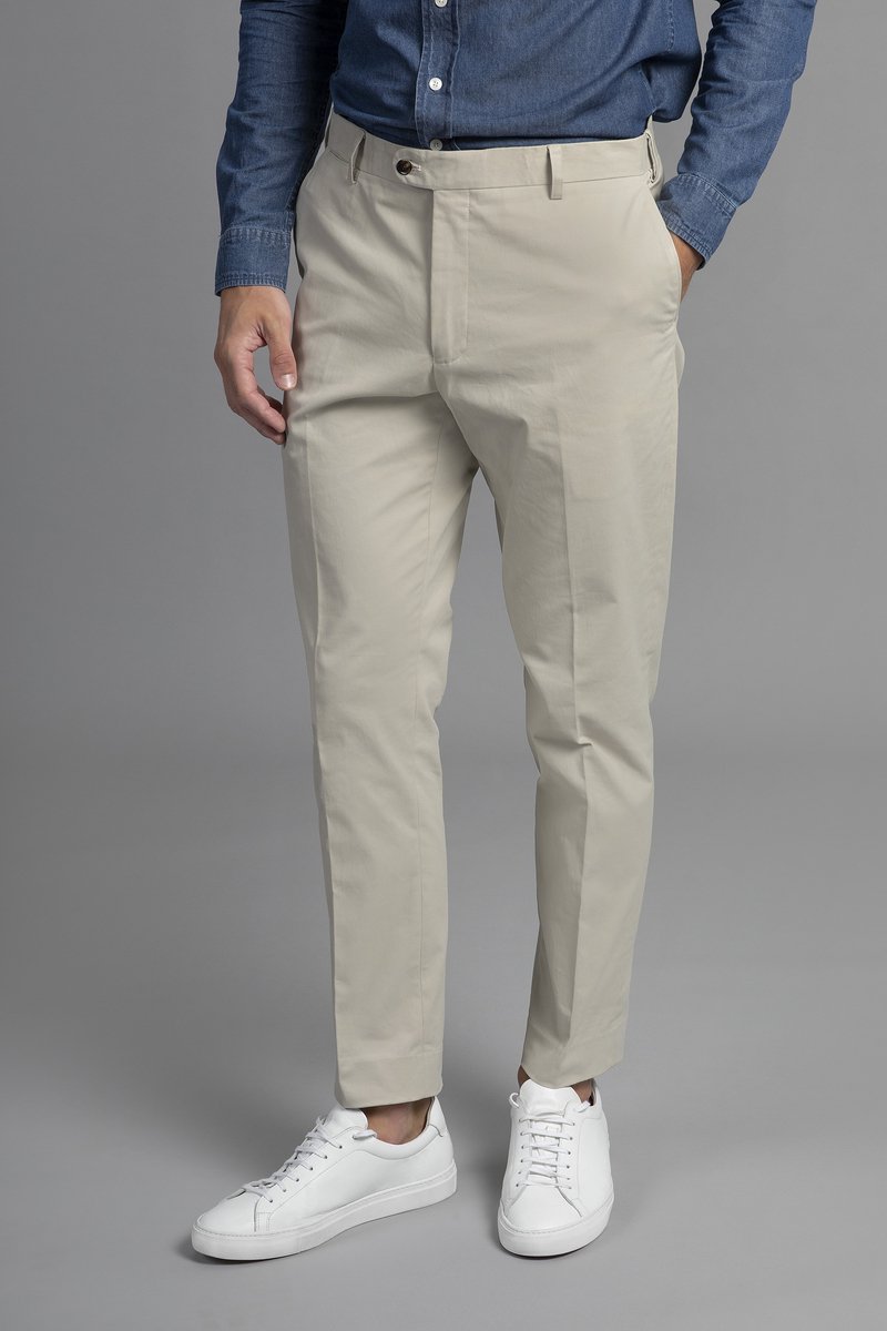 Laurent Vergne - Heren - Broek - Beige - Katoen Stretch - maat 46 - Slim fit