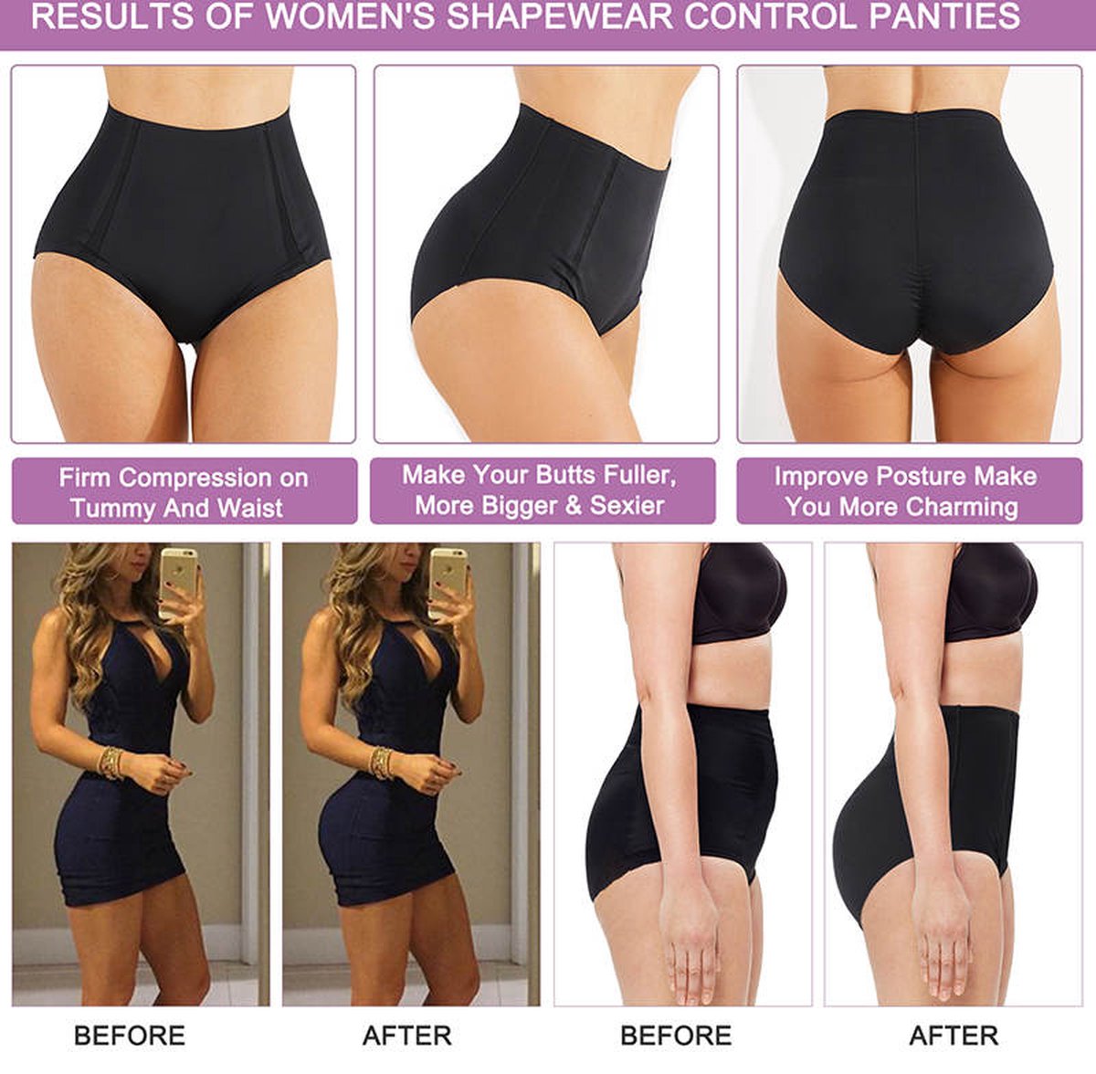 SIMIYA Buikweg-onderbroek voor dames, hoge taille, shapewear, buikcontrole, slipje, shaping ondergoed, leggings, bodyshaper, korsetbroek, wit, L