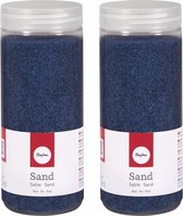 4x pakjes fijn decoratie zand blauw 475 ml - decoratie - zandkorrels / knutselmateriaal