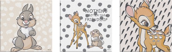 Disney Bambi | Vriendschap - Canvas Set van 3 - 3x 30x30 cm