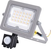 LED Bouwlamp met Sensor - Igna Zuino - 20 Watt - Natuurlijk Wit 4000K - Waterdicht IP65 - Kantelbaar - Mat Grijs - Aluminium