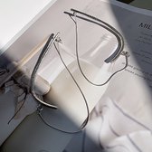 Uniek design zilveren gebogen lijn met kwastjes oorbellen