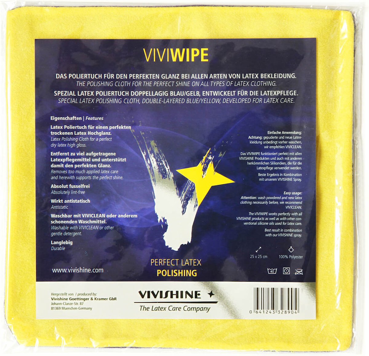 Vivishine ViviWipe - Speciaal Reinigingsdoek voor Latex - Doet je Latex Kledij Blinken - 1st