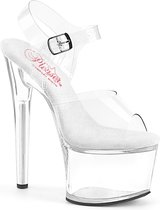 Pleaser Sandaal met enkelband, Paaldans schoenen -36 Shoes- PASSION-708 US 6 Transparant/Wit