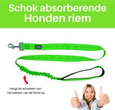 Hondenriem - reflecterend - schokabsorberend - groen - soft grip handgreep - uitlaat riem - voorkomt pijnlijke handen, armen en schouders