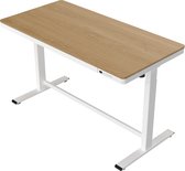 Elektrisch zit-sta bureau - 140x70cm - wit onderstel - blad eiken kleur - ergonomisch bureau - verstelbaar bureau