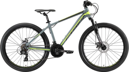 Bikestar 26 inch, 21 speed hardtail Sport MTB, grijs / geel | bol.com