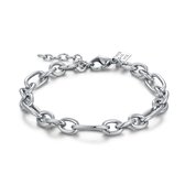 Twice As Nice Armband in edelstaal, kleine en grote ovale schakels  17 cm+3 cm