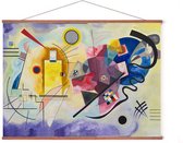 Poster In Posterhanger - Geel, Rood, Blauw - 50x70 cm - Kandinsky - Kader Hout - Ophangsysteem - Abstracte Kunst