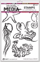 Ranger -Dina Wakley media Cling stamp Scribbly creatures