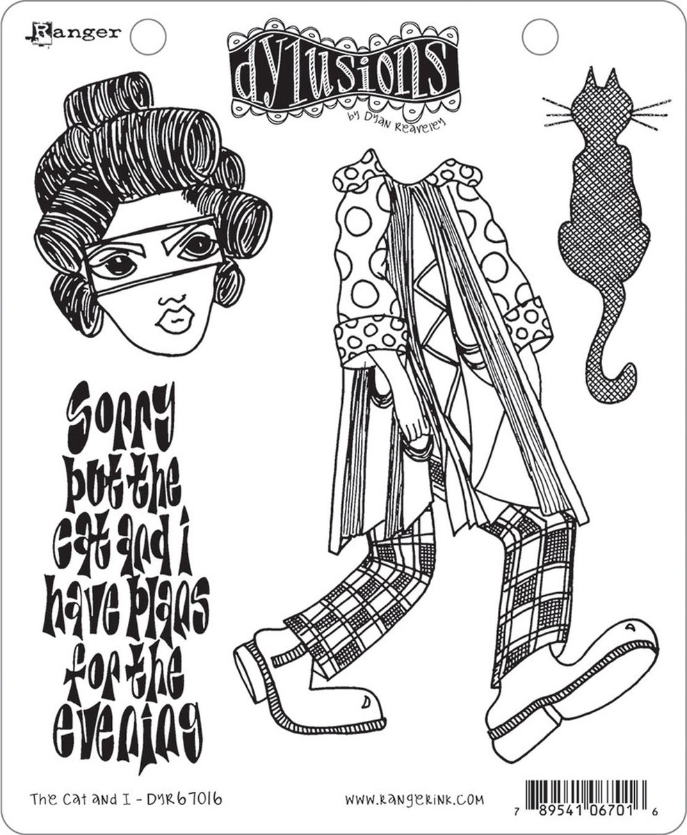 Ranger • Dylusions cling stamp cat and I