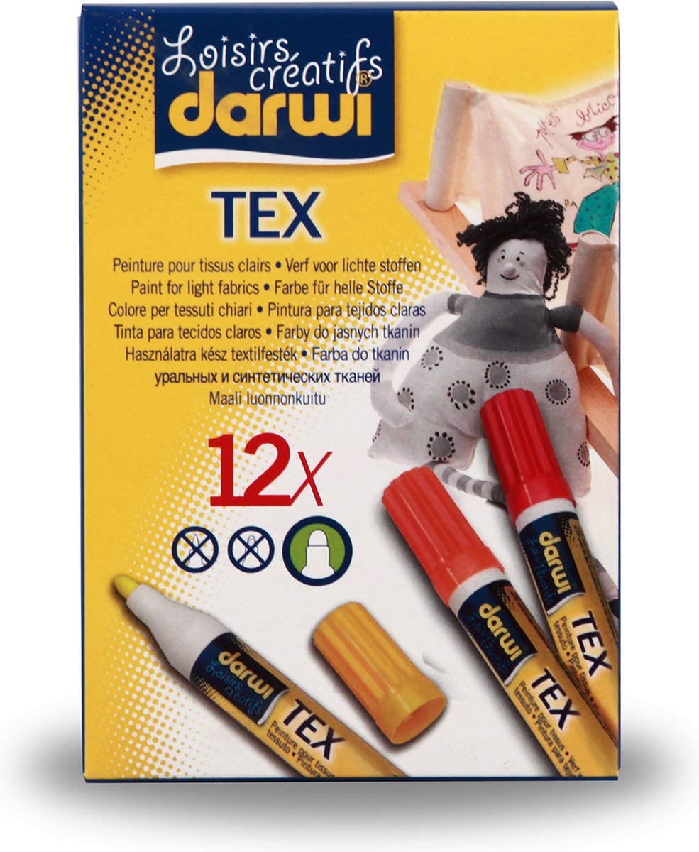 Darwi textielmarkers - 12x6ml - Dekkend