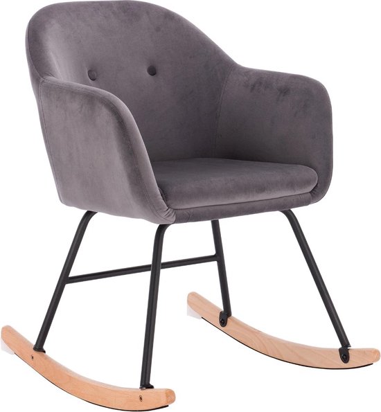 Schommelstoel, relaxfauteuil met armleuningen, linnen stof, beige
