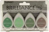 Brilliance dew drop ink pad x4 set treehouse - groentinten - gamma green, Lyme, Thyme, chocolat