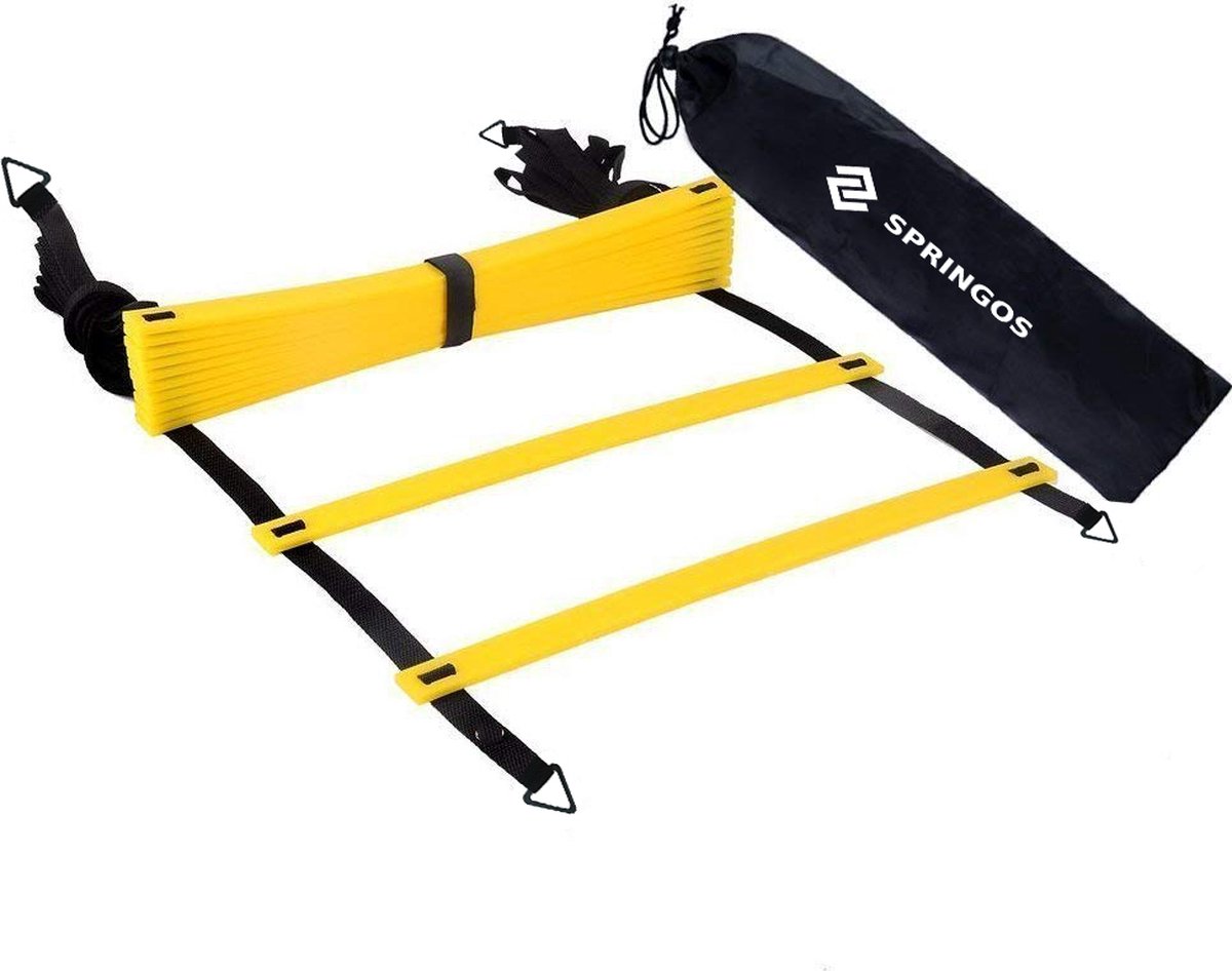 Springos Loopladder | Speedladder | Trainingsladder | 4.15 m | Geel