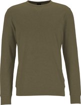 HUGO BOSS regular fit sweatshirt - heren trui katoen O-hals - olijfgroen -  Maat: S