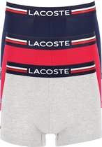 Lacoste Boxer Trunks (3-pack) - heren boxers kort - rood - grijs en blauw -  Maat: M