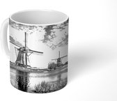 Mok - Traditionele Nederlandse windmolens - zwart wit - 350 ML - Beker