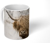 Mok - Koffiemok - Schotse hooglander - Dieren - Marmer - Mokken - 350 ML - Beker - Koffiemokken - Theemok