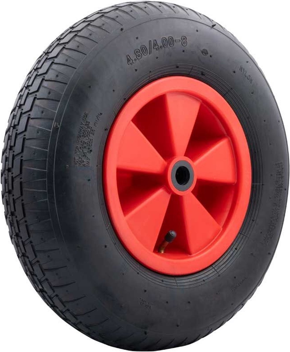 Kruiwagenwiel massief rubber wiel met stalen velg en as belastbaarheid 150 kg 
