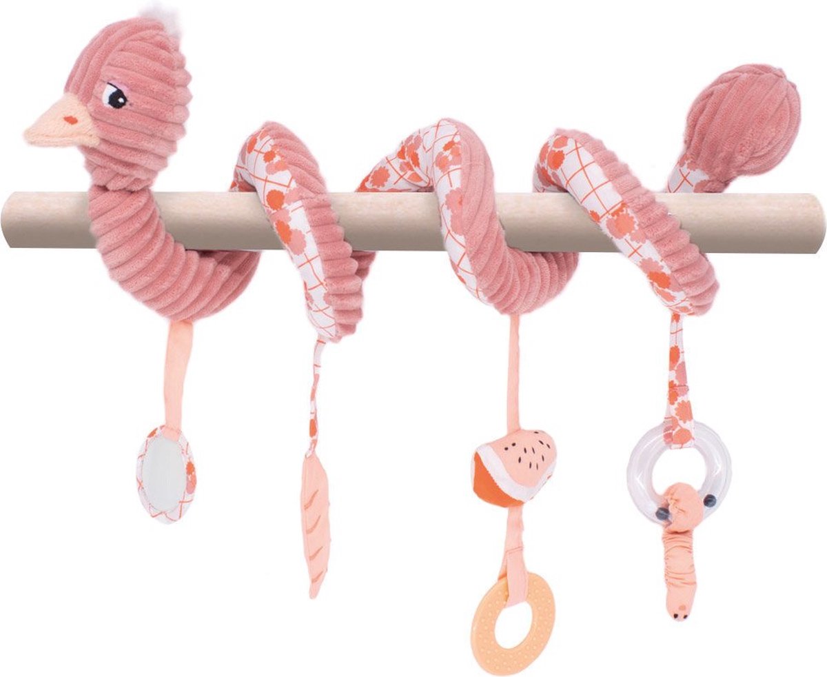 Les Déglingos - Kinderwagenspanner Spiraal Struisvogel Roze - gerecycled polyester