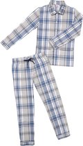 La-V Flanel pyjama set voor jongen met geruit patroon- Blauw  152-158