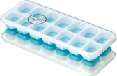 JGR- Ijsblokjes maker met deksel, BPA vrij en met silicone bodem om de ijsblokjes zonder enige moeite uit de ijsblokjesvorm te krijgen - Blauw