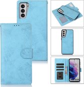 Bookcase Samsung Galaxy S21 | Hoogwaardig Pu Leren Telefoonhoesje | Lederen Wallet Case | Licht Blauw