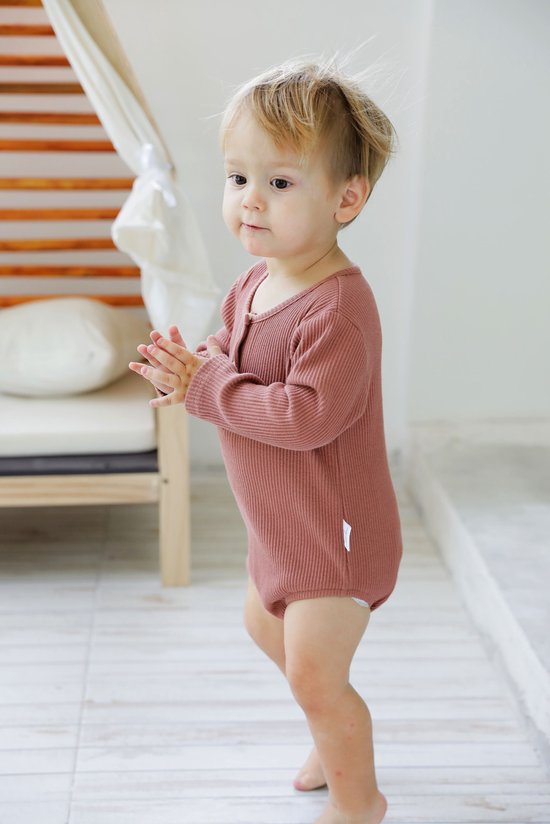 BonBini's  rompertje baby + corduroy broekje - Blush Pink - 95% katoen - jongen meisje babyromper - 6-9 maanden