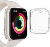 Apple Watch 4/5/6/SE 44 mm Hoesje met Screenprotector - Screenprotector en Hoesje geschikt voor Apple Watch 44 mm - 360 Volledige Bescherming Transparant