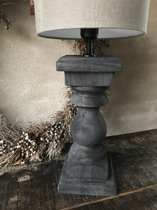 Stoere zwart houten tafellamp van By Mooss - 35 cm (zonder lampenkap)