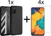 iParadise Samsung A03S Hoesje - Samsung galaxy A03S hoesje zwart siliconen case hoes cover hoesjes - 4x Samsung A03S screenprotector