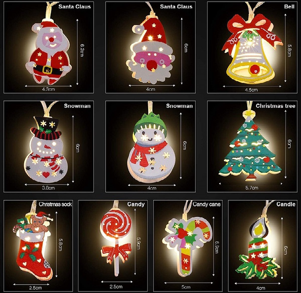 Kerst Lichtsnoer 1.6M Lichtslinger 10 figuurtjes bol