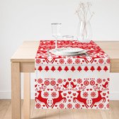 Velvet textiel tafelloper - Kerst rood rendieren - Feestelijke tafeldecoratie- Christmas - Kerst tafelkleed 45x135 cm
