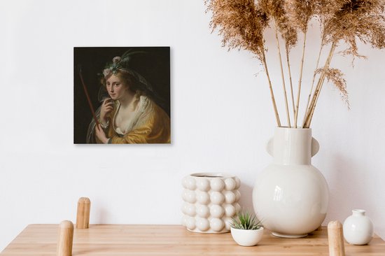 Peinture sur toile 20x20 cm - Décoration murale Une bergère - Tableau de Paulus Moreelse - Décoration murale salon - Décoration chambre - Accessoires de chambre - Peintures