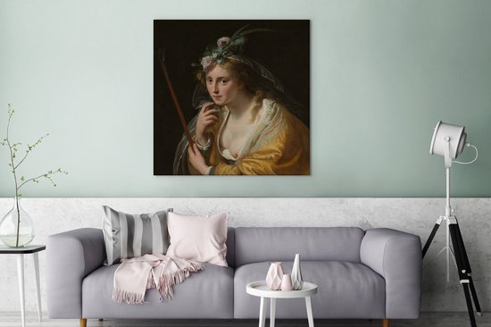 Tableau sur Toile Une Bergère - Peinture de Paulus Moreelse - 90x90 cm - Décoration murale