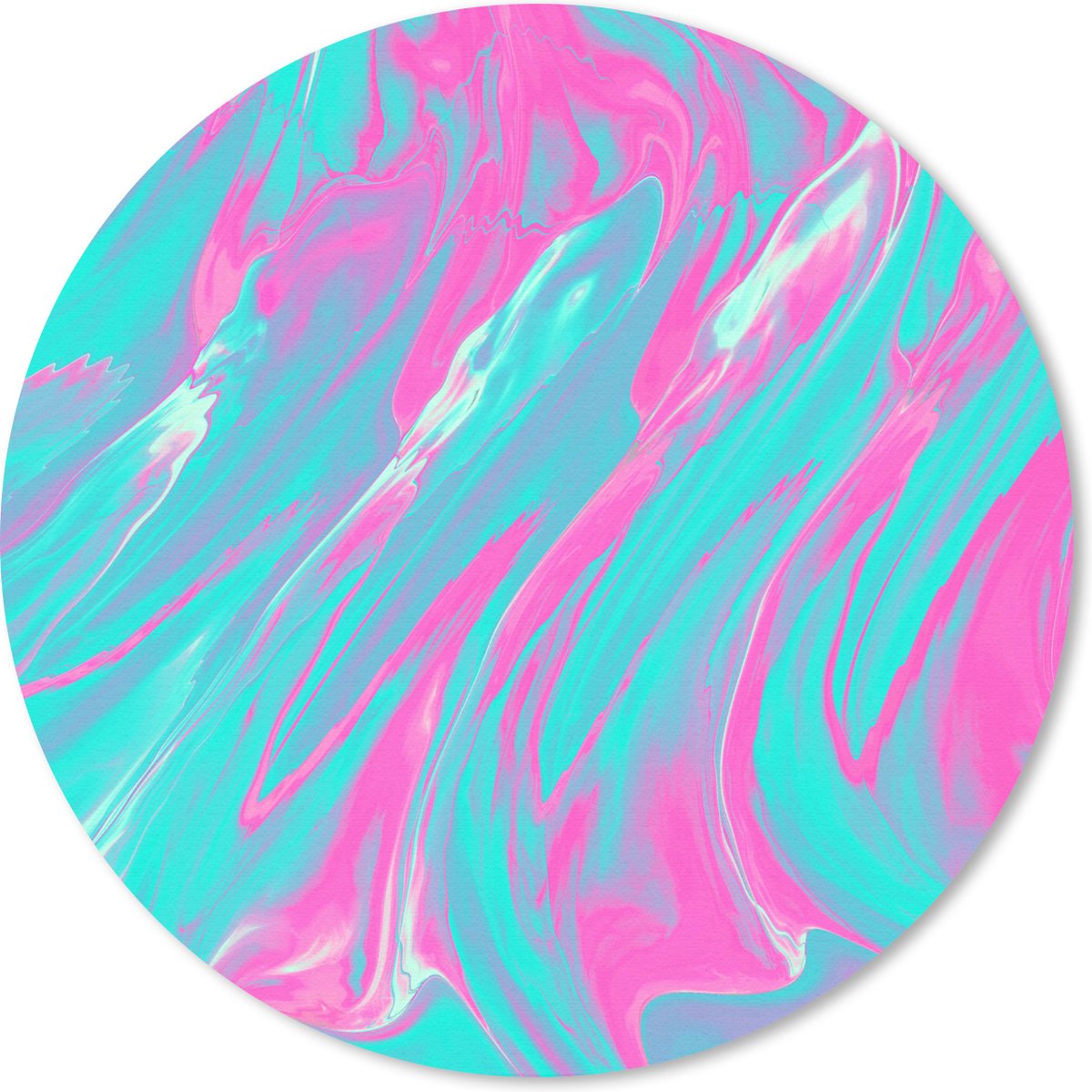 Muismat rond 20x20 cm - Mousepad Kunst - Roze - Blauw - Psychedelisch - Ronde muismatten