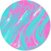 Muismat - Mousepad - Rond - Kunst - Roze - Blauw - Psychedelisch - 20x20 cm - Ronde muismat