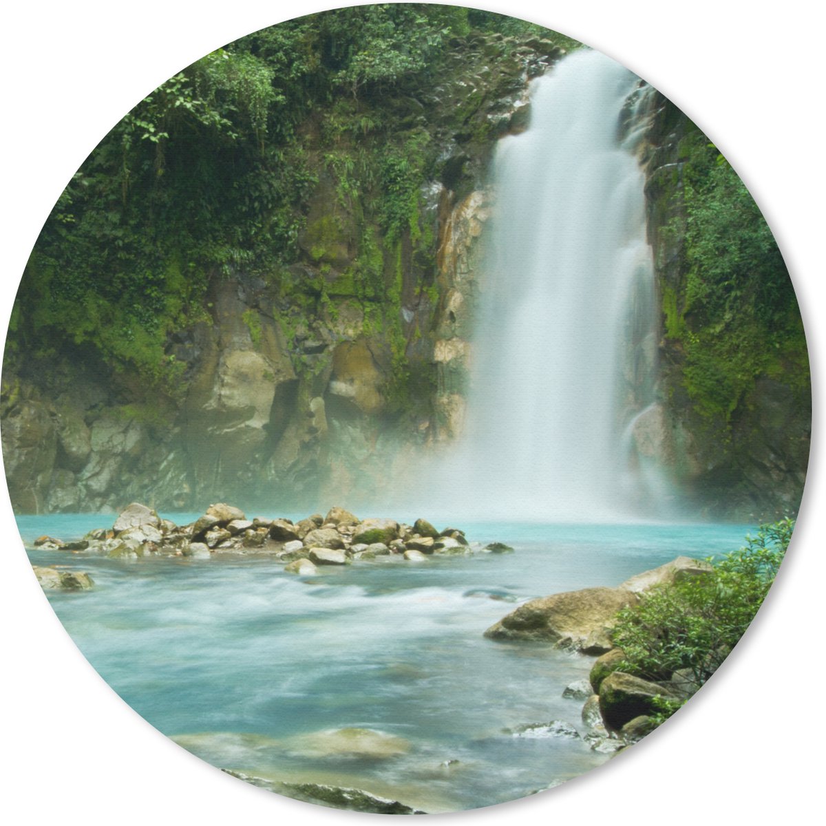 Muismat rond 50x50 cm - Mousepad Jungle - Natuur - Waterval - Ronde muismatten
