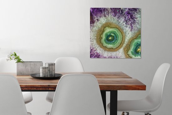 Tableau sur toile Intérieur d'une améthyste - 50x50 cm - Décoration murale